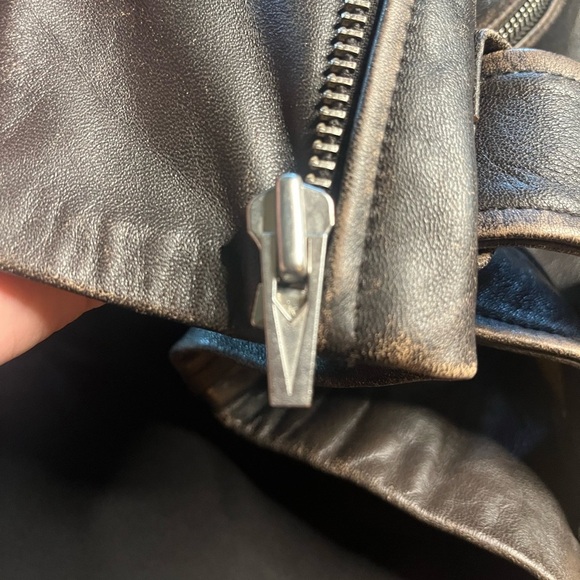 EUC Veda- Brown Leather Distressed Moto Jacket. Size XS - Picture 9 of 13